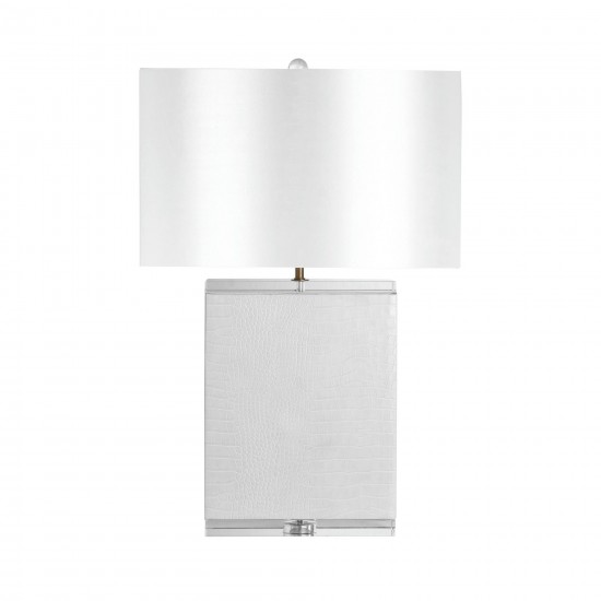 Crystal 29" Table Lamp, White/white