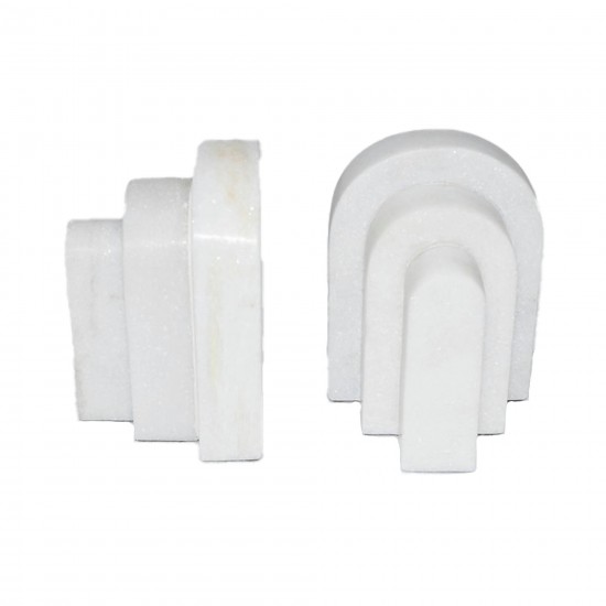 Marble,6"h, Layered Arches Bookends,white