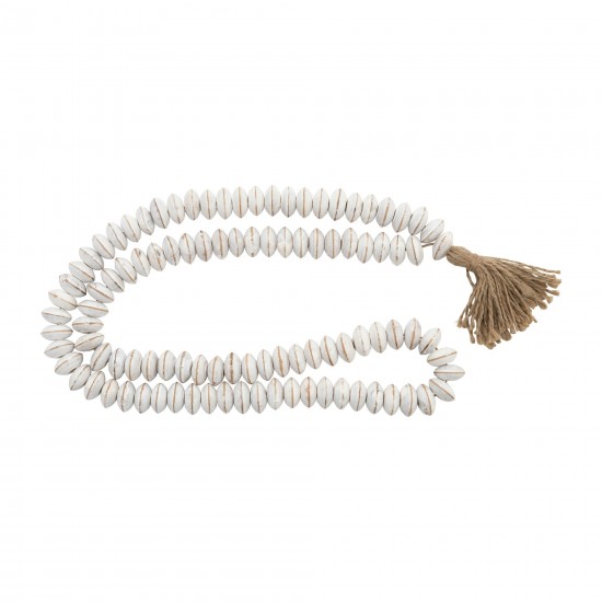 Wood, 26" Flat Beads Garland, White