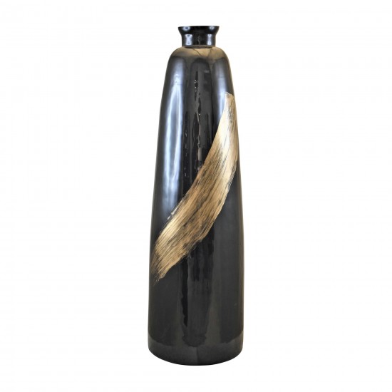 Glass, 35" 2-tone Vase, Black/gold