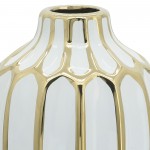 Ceramic Vase 8", White/gold