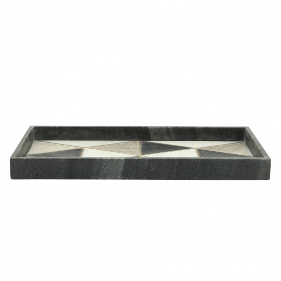 Marble 9x18 Rectangular Tray, Blk/wht