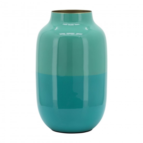 Metal 12" Urn Vase, Green