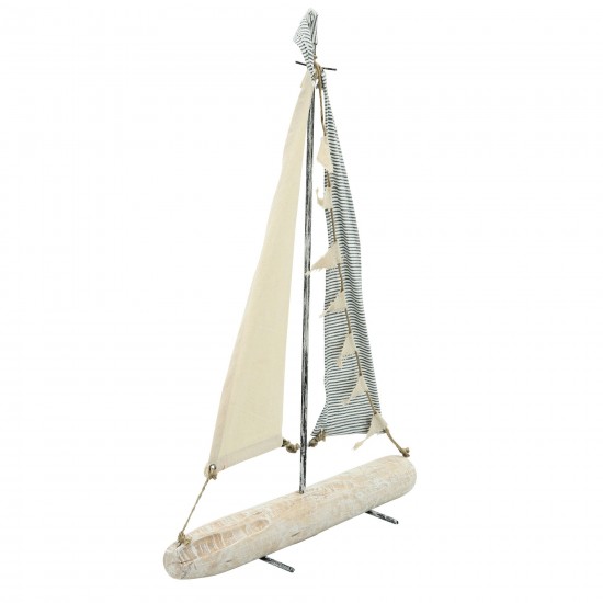 Iron 25" Sailboat W/ Cloth Sails, Multi