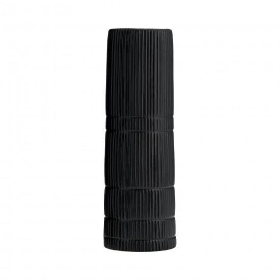 Cer, 15"h Lined Cylinder Vase, Matte Black