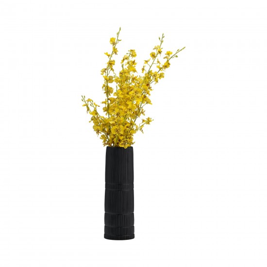 Cer, 15"h Lined Cylinder Vase, Matte Black