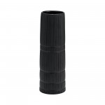 Cer, 15"h Lined Cylinder Vase, Matte Black