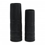 Cer, 15"h Lined Cylinder Vase, Matte Black