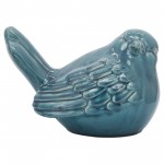 Cer 10" Bird Figurine, Turq