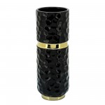 5x13"h Belted Vase, Black/gold