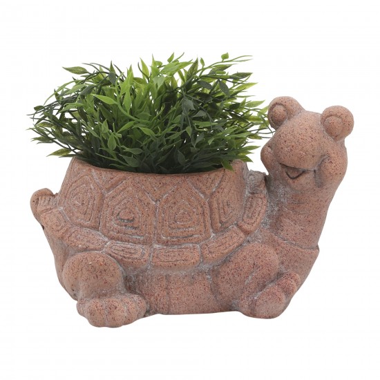 Resin, 12"l Turtle Planter, Terracotta