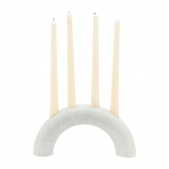 Marble, 10" 4-taper Candle Holder, White