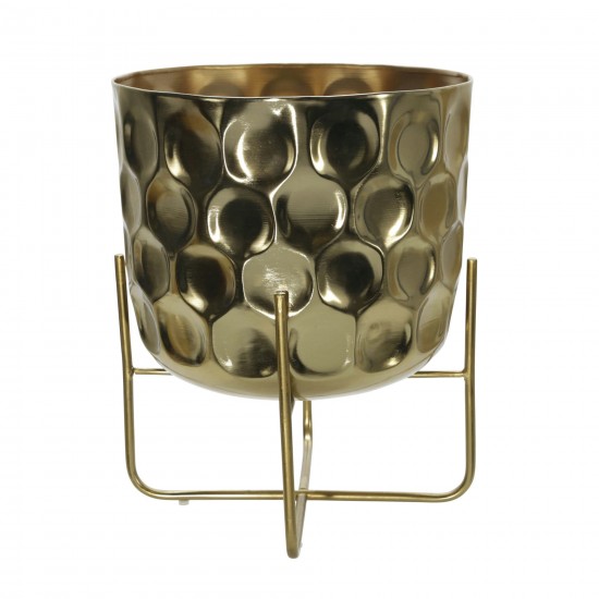 S/2 Metal 12/15" Hammered Planter, Gold