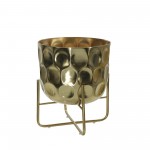 S/2 Metal 12/15" Hammered Planter, Gold