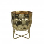 S/2 Metal 12/15" Hammered Planter, Gold