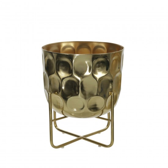 S/2 Metal 12/15" Hammered Planter, Gold