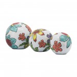 Cer, S/3 4/5/6" Floral Orb, Multi