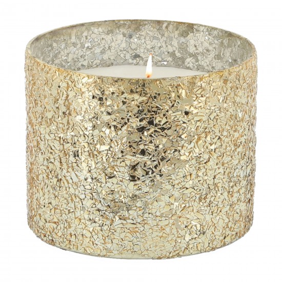 Candle On Gold Crackled Glass 26oz