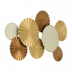 Metal, 31"l Pleated Wall Discs, Gold Wb