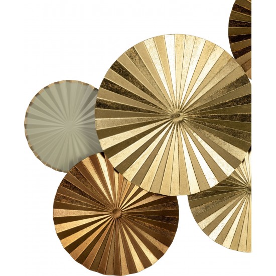 Metal, 31"l Pleated Wall Discs, Gold Wb