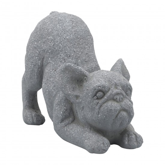 Resin, 15"l Yoga Dog, Gray