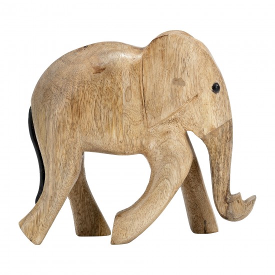 Wood, 8"h Elephant Deco, Brown