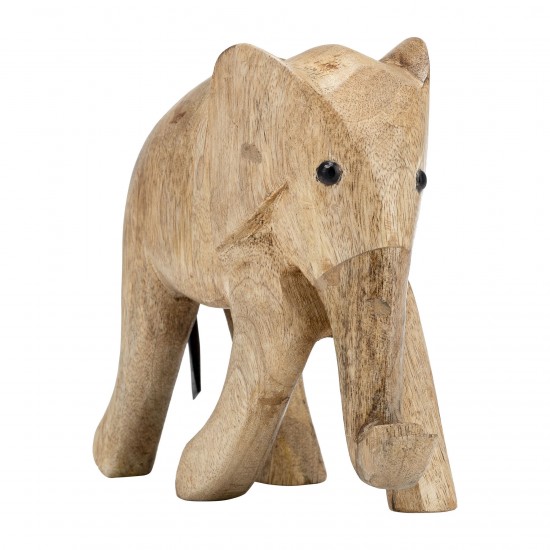 Wood, 8"h Elephant Deco, Brown