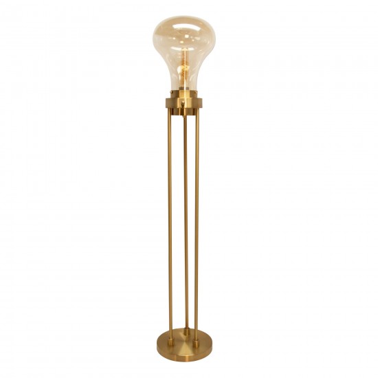 Glass 55" Light Bulb Floor Lamp, Gold Kd