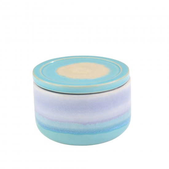 Ceramic 5" Covered Jar, Blue Mix