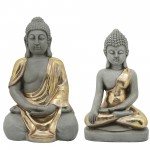 Resin, 24"h Sitting Buddha, Gray