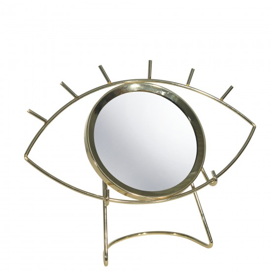 Metal, 8" Tabletop Eye Mirror,gold