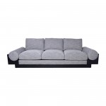 3- Seater Bolster Sofa - Black Wood Base - Tan/blk