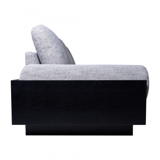 3- Seater Bolster Sofa - Black Wood Base - Tan/blk