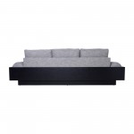 3- Seater Bolster Sofa - Black Wood Base - Tan/blk