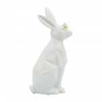 Cer, 9"h Bunny W/ Glasses, White/gold