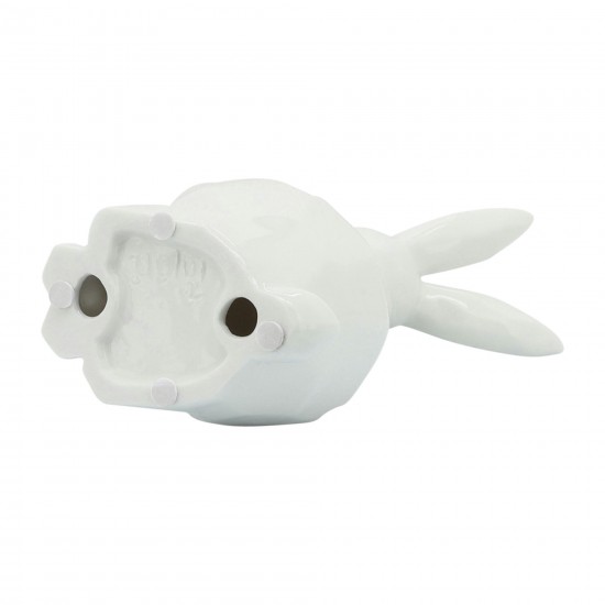 Cer, 9"h Bunny W/ Glasses, White/gold