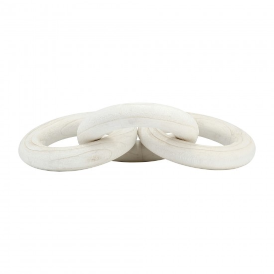 21" 3 Wooden Rings, White