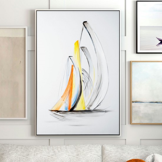 Schooner Winds Ii Hand Painted Framed Canvas