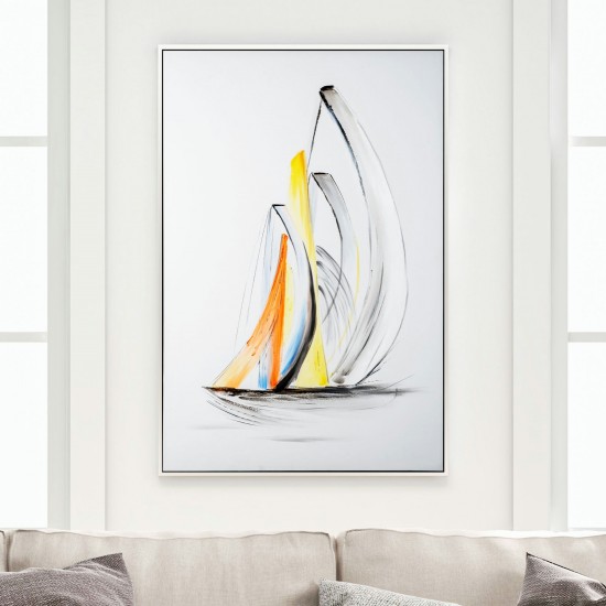 Schooner Winds Ii Hand Painted Framed Canvas