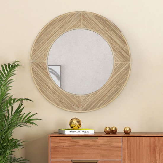 Elyas Rattan 34" Round Mirror