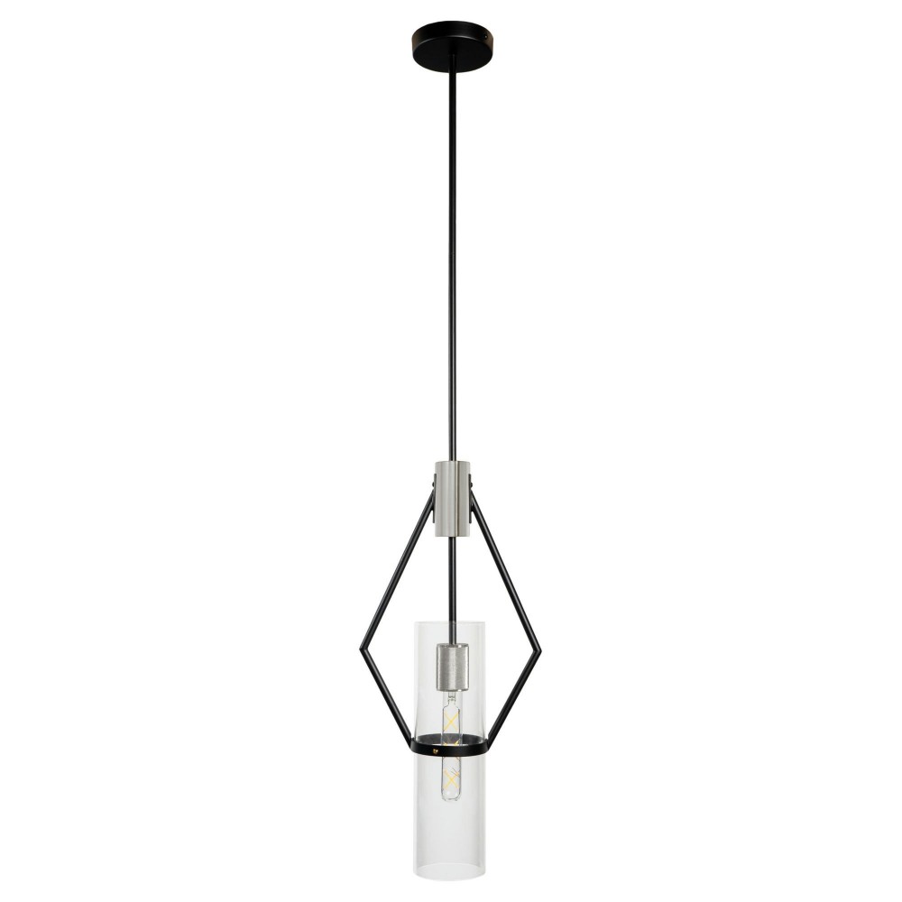 Everly Single Light Pendant Black And Chrome