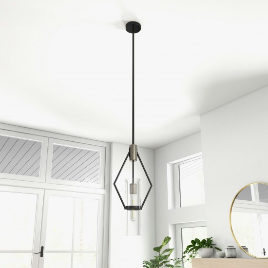 Everly Single Light Pendant Black And Chrome