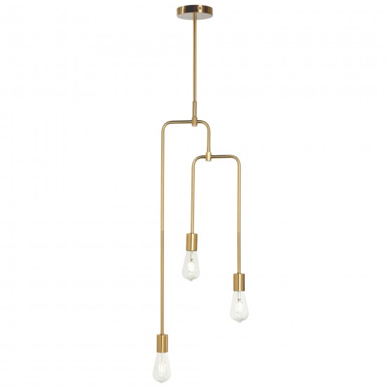 Chandler 3 Light Brass Metal Pendant