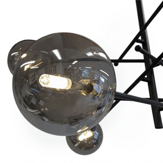 Javier 6 Light Black Metal And Glass Sputnik Chandelier