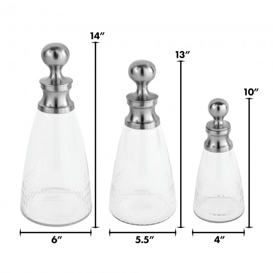 Vivienne Decorative Glass Bottles Set Of 3