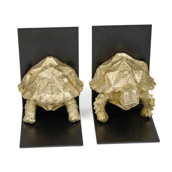 Gold Tortoise Polystone And Metal Bookends Set Of 2