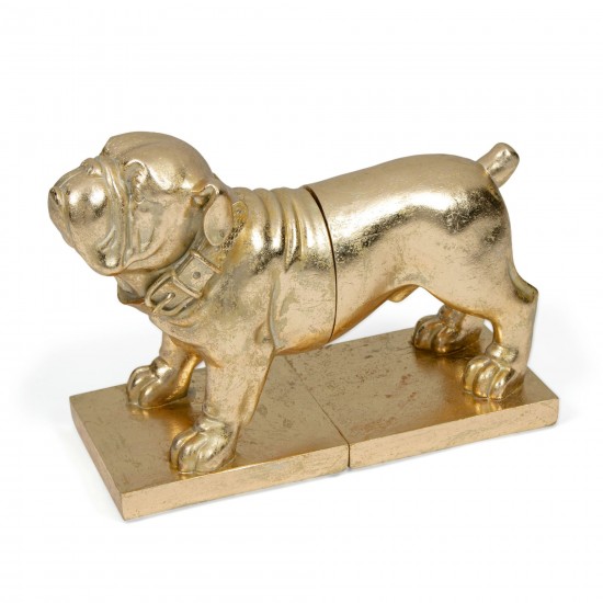 Gold Bulldog Polystone Bookends Set Of 2