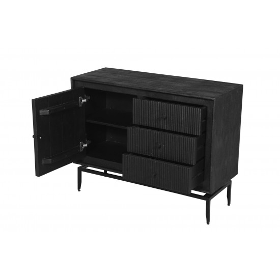 Camilo 3 Drawer Wood Black Accent Cabinet