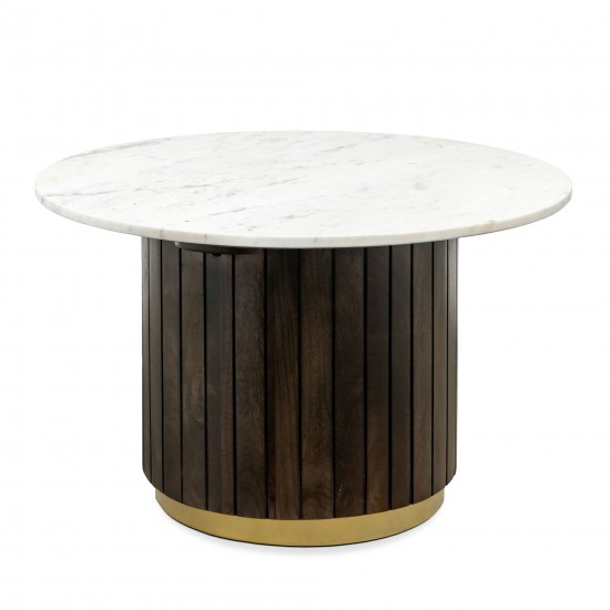 Lenox 30" Round Wood And Stone Coffee Table