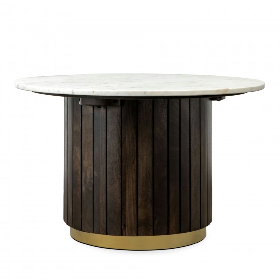 Lenox 30" Round Wood And Stone Coffee Table